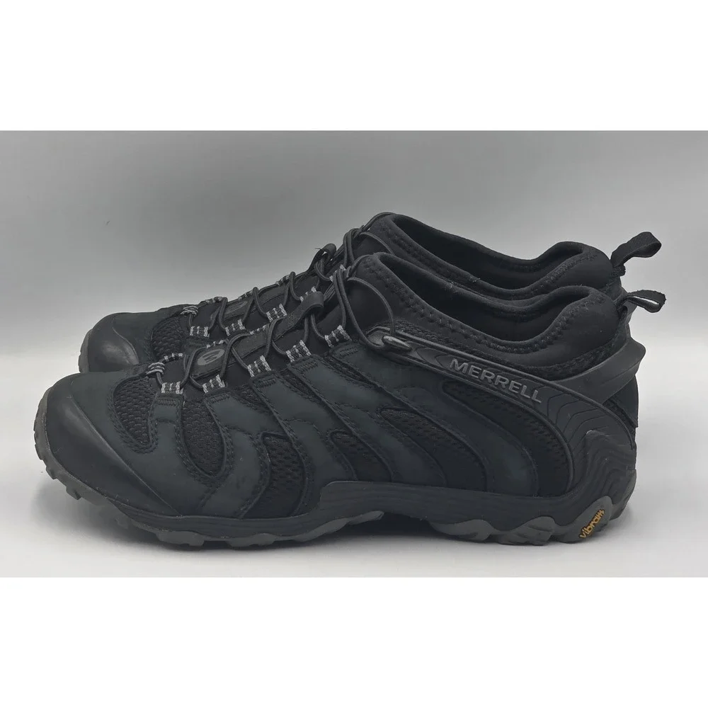 Merrell Chameleon 8 Mens 11 Waterproof Nubuck Leather Lace-Up Hiking Shoes Black